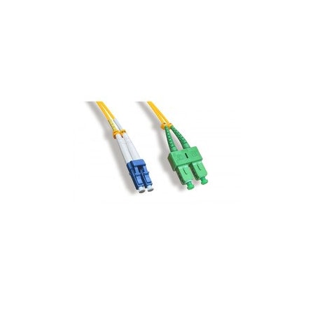 Cable Wholesale LC/UPC to SC/APC OS2 Duplex 2.0mm Fiber Optic Patch Cord, OFNR, Singlemode 9/125, Yellow LCSC-01301